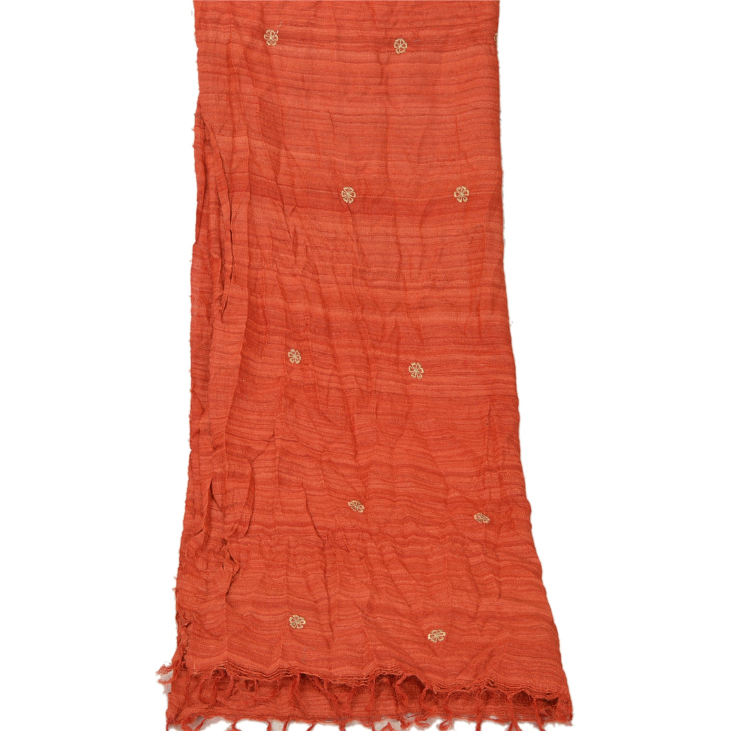 Vintage Dupatta Long Stole Handloom Orange Hijab Embroidered Wrap Scarves