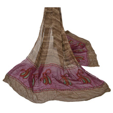 Load image into Gallery viewer, Dupatta Long Stole Georgette Brown Shawl Hand Beaded Scarves
