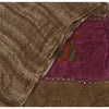 Sanskriti Vintage Dupatta Long Stole Georgette Brown Shawl Hand Beaded Scarves