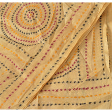 Load image into Gallery viewer, Vintage Dupatta Long Stole Art Silk Cream Hijab Hand Embroidered Wrap Scarves
