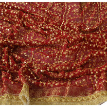 Load image into Gallery viewer, Dupatta Long Stole Georgette Red Hand Beaded Wrap Veil
