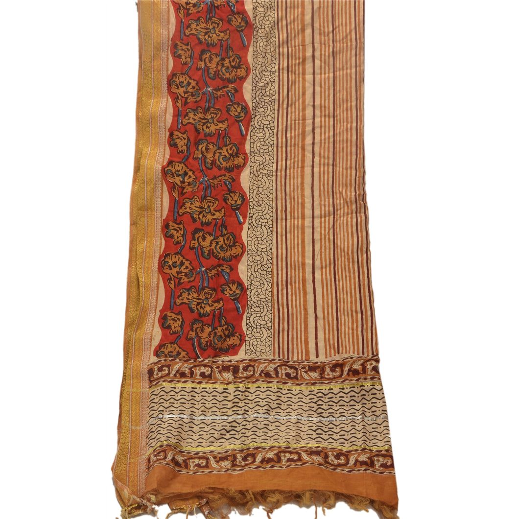 Vintage Dupatta Long Stole Chanderi Multi Color Shawl Printed Wrap Scarves