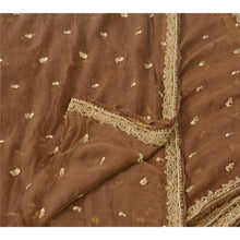 Load image into Gallery viewer, Dupatta Long Stole Chiffon Silk Brown Hand Beaded Zardozi Veil

