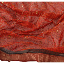 Load image into Gallery viewer, Vintage Dupatta Long Stole Cotton Dark Red Shawl Hand Beaded Wrap Hijab
