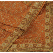 Load image into Gallery viewer, Dupatta Long Stole Georgette Orange Shawl Hand Beaded Scarves
