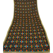 Load image into Gallery viewer, Sanskriti Vintage Dupatta Long Stole Art Silk Black Shawl Embroidered Wrap Hijab
