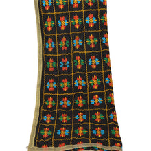 Load image into Gallery viewer, Sanskriti Vintage Dupatta Long Stole Art Silk Black Shawl Embroidered Wrap Hijab
