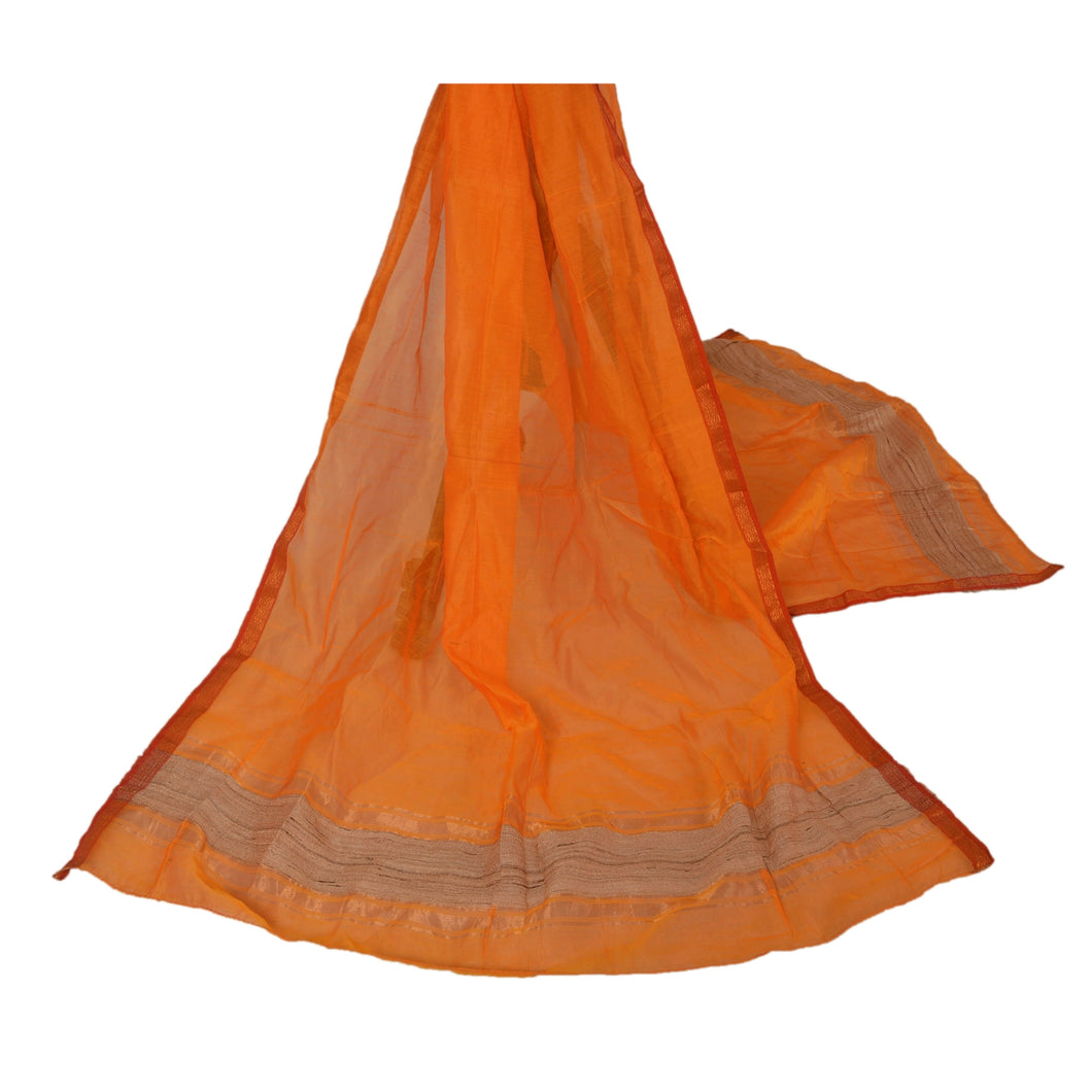 Dupatta Long Stole Cotton Orange Shawl Woven Wrap Scarves