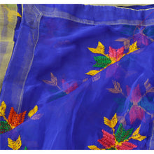 Load image into Gallery viewer, Sanskriti Vintage Dupatta Long Stole Ooak Blue Embroidered Hijab Bagh Phulkari
