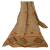 Sanskriti Vintage Dupatta Long Stole Handloom Brown Hand Beaded Painted Shawl