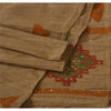 Sanskriti Vintage Dupatta Long Stole Handloom Brown Hand Beaded Painted Shawl