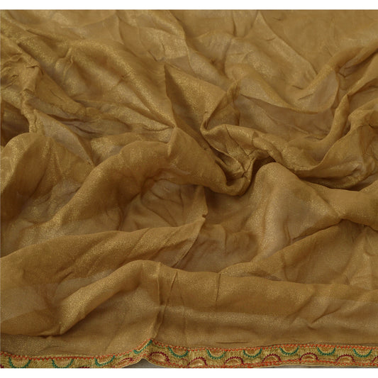 Sanskriti Vintage Dupatta Long Stole Georgette Golden Embroidered Wrap Hijab