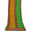 Sanskriti Vintage Dupatta Long Stole Ooak Green Embroidered Bagh Phulkari Shawl
