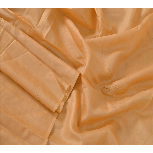 Sanskriti Vintage Dupatta Lang Stola Ren Silke Fersken Håndperlet Patch Tørklæder