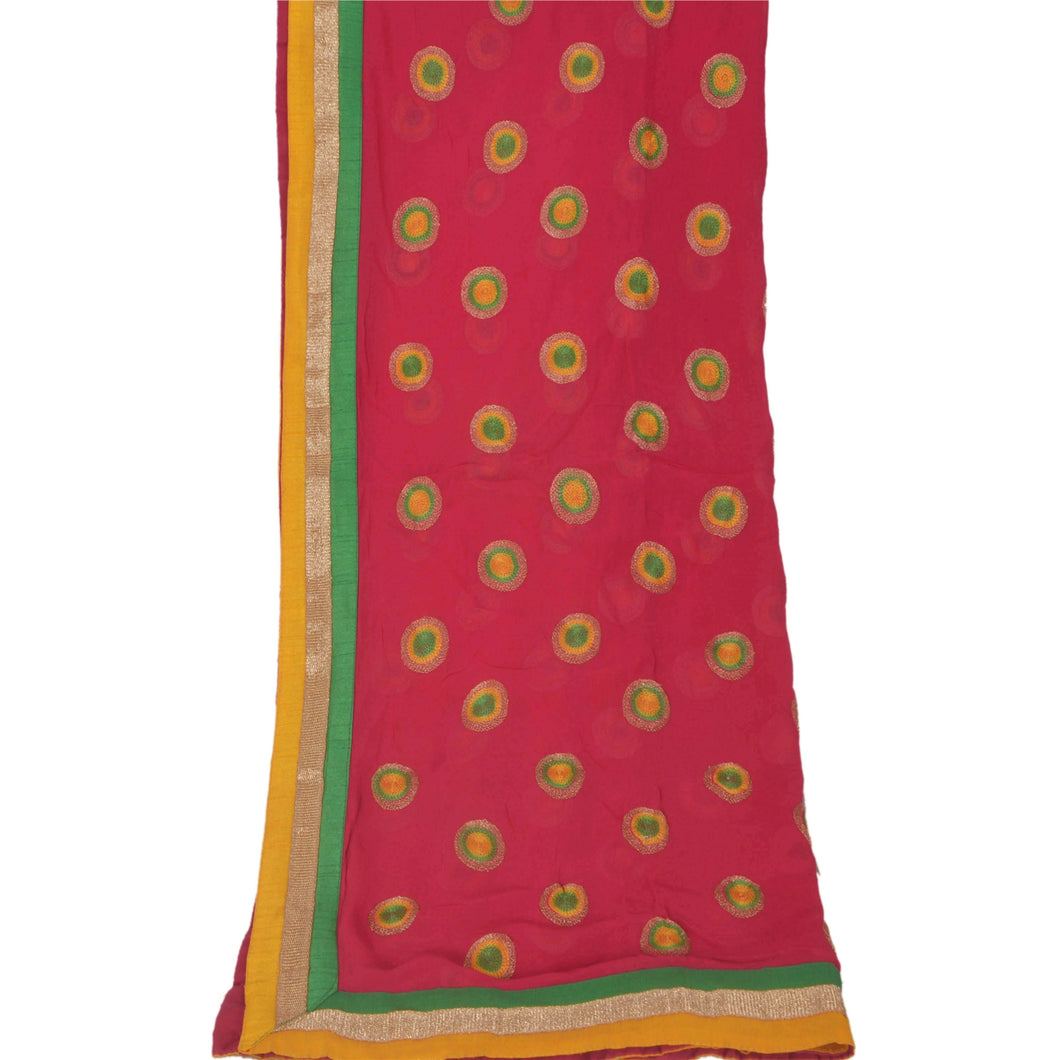 Dupatta Long Stole Georgette Pink Shawl Embroidered Scarves