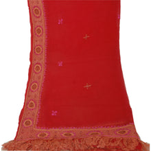 Load image into Gallery viewer, Dupatta Long Stole Blend Chiffon Dark Red Hand Beaded Wrap

