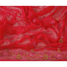 Load image into Gallery viewer, Dupatta Long Stole Blend Chiffon Red Hand Beaded Wrap Veil
