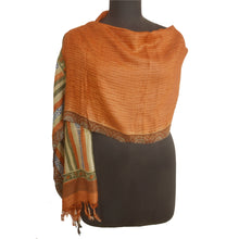 Load image into Gallery viewer, Dupatta Long Stole 100% Pure Woolen Orange Shawl Printed Hijab
