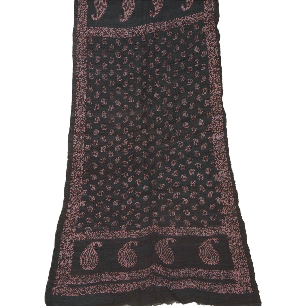 Dupatta Long Stole Handloom Black Scarves Block Printed Veil