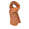 sanskriti Vintage Dupatta Long Stole 100% Pure Tussar Silk Peach Painted Hijab