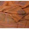 sanskriti Vintage Dupatta Long Stole 100% Pure Tussar Silk Peach Painted Hijab