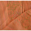 sanskriti Vintage Dupatta Long Stole 100% Pure Tussar Silk Peach Painted Hijab