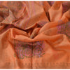 sanskriti Vintage Dupatta Long Stole 100% Pure Tussar Silk Peach Painted Hijab