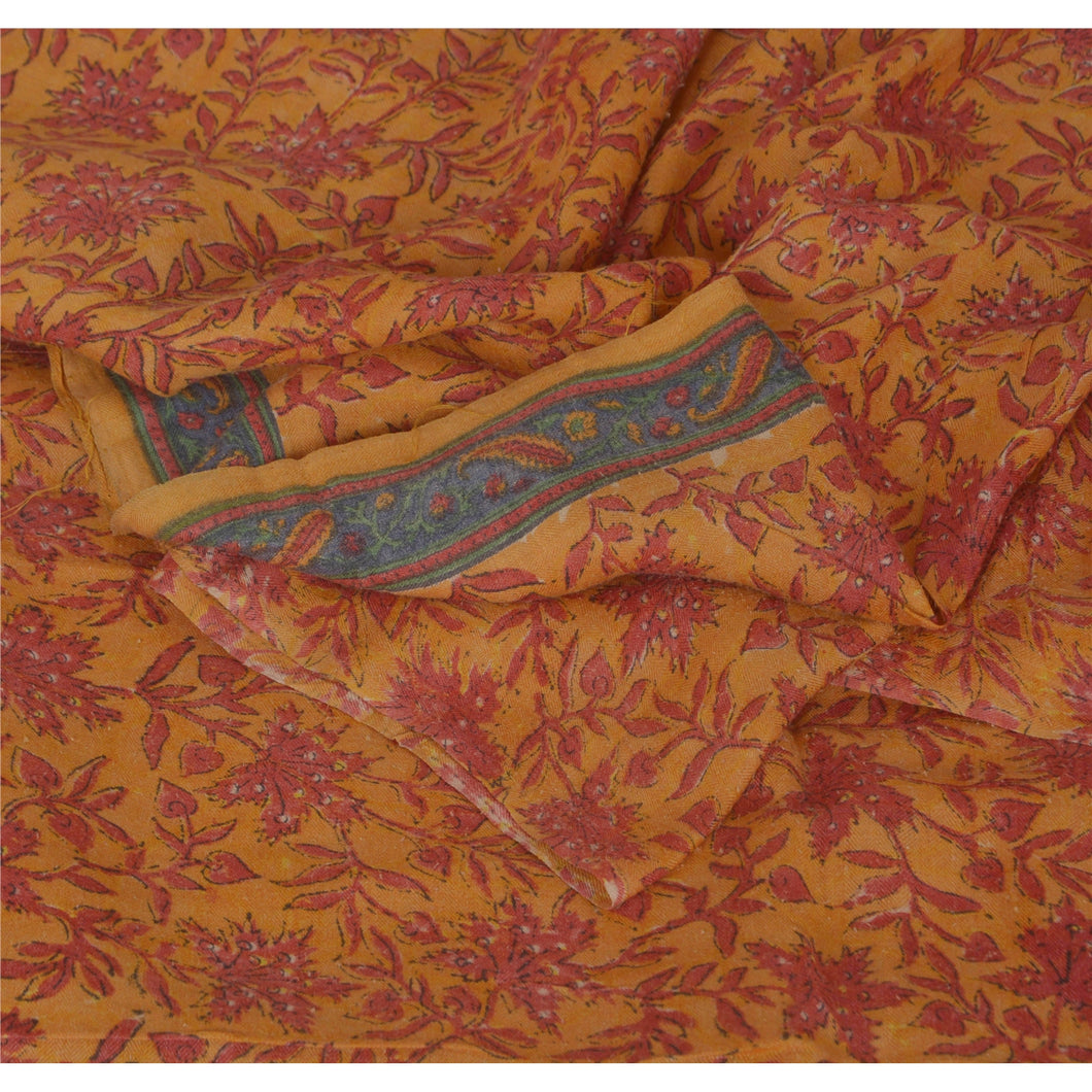 Dupatta Long Stole 100% Pure Woolen Yellow Shawl Printed Veil