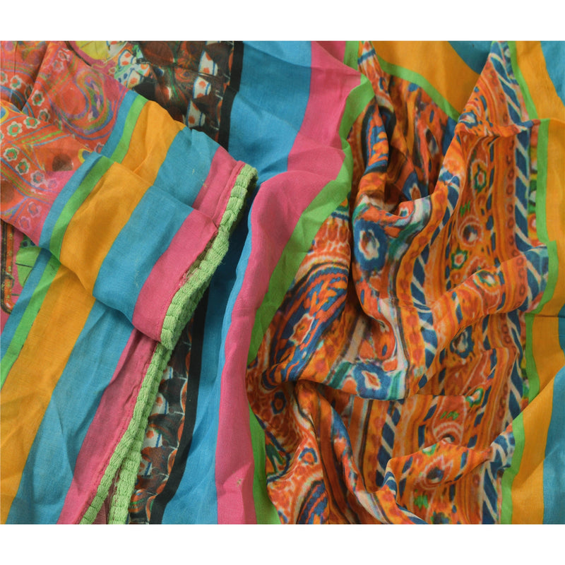 Sanskriti Vintage Dupatta Long Stole Pure Cotton Digital Printed Premium Floral Boho Quilting Material For DIY Projects