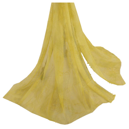 sanskriti Vintage Dupatta Long Stole 100% Pure Cotton Hijab Yellow Scarves