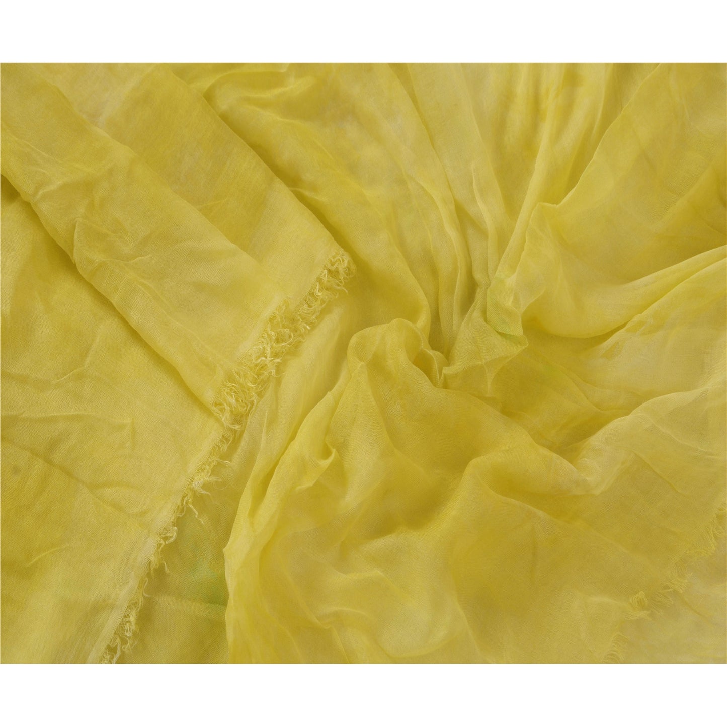 sanskriti Vintage Dupatta Long Stole 100% Pure Cotton Hijab Yellow Scarves