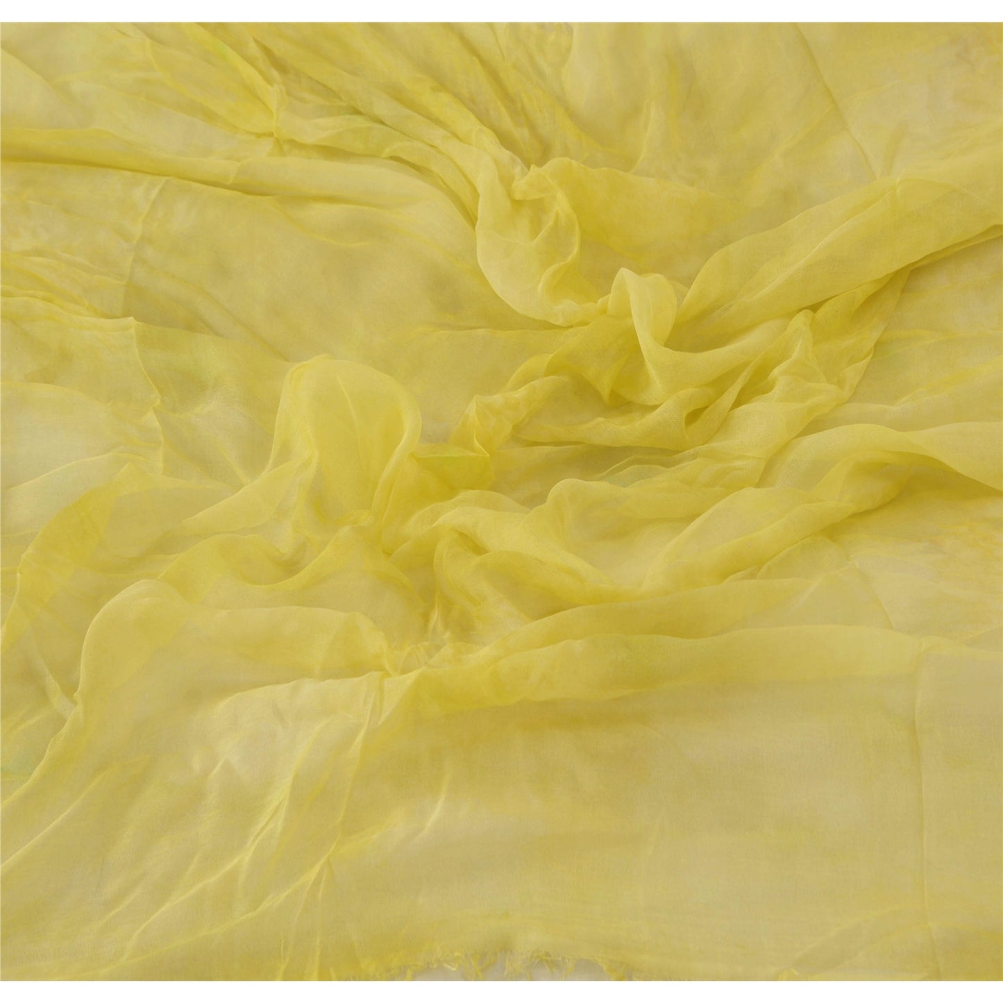 sanskriti Vintage Dupatta Long Stole 100% Pure Cotton Hijab Yellow Scarves