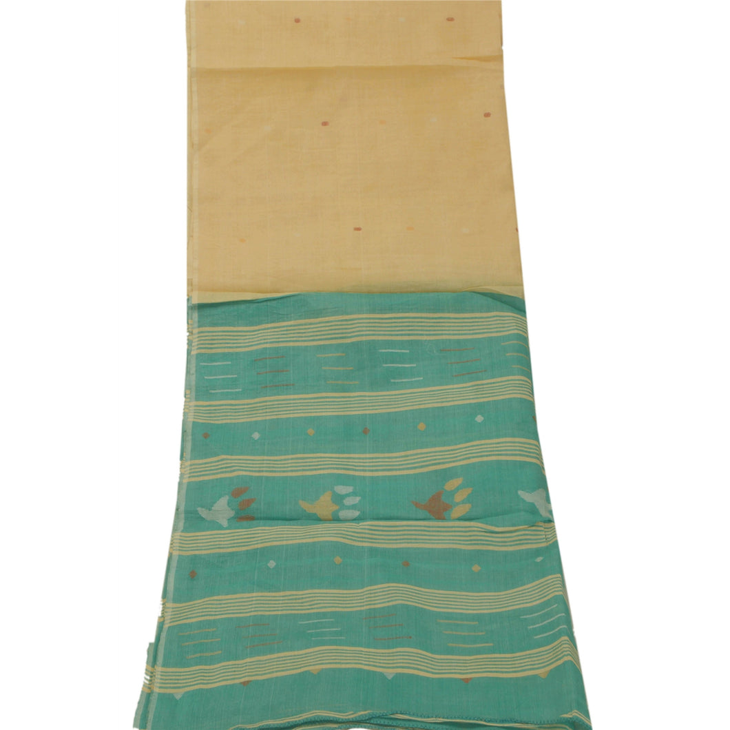 Dupatta Long Stole Pure Cotton Scarves Green Woven Tant Shawl