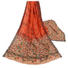 Sanskriti Vintage Dupatta Long Stole Woollen Orange Hijab Printed Wrap Shawl