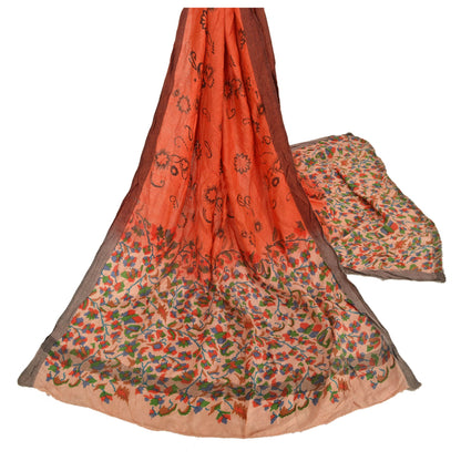Sanskriti Vintage Dupatta Long Stole Woollen Orange Hijab Printed Wrap Shawl