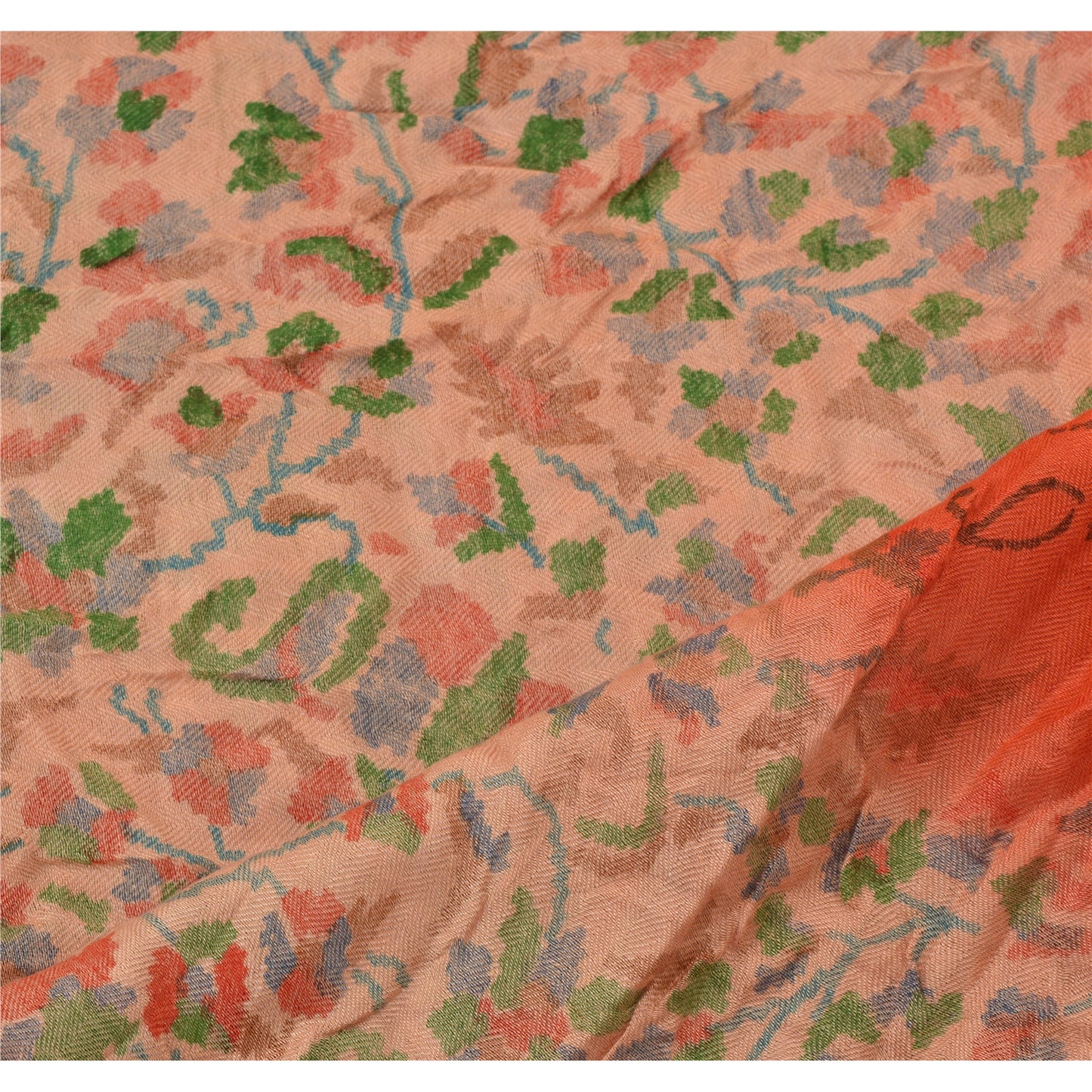 Sanskriti Vintage Dupatta Long Stole Woollen Orange Hijab Printed Wrap Shawl