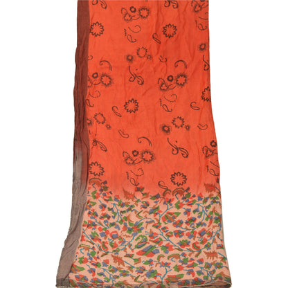 Sanskriti Vintage Dupatta Long Stole Woollen Orange Hijab Printed Wrap Shawl