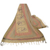 Sanskriti Vintage Dupatta Long Stole Pure Cotton Cream Block Printed Warli Art