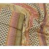 Sanskriti Vintage Dupatta Long Stole Pure Cotton Cream Block Printed Warli Art