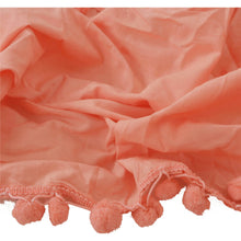 Load image into Gallery viewer, Dupatta Long Stole Blend Cotton Peach Pom- Pom Wrap Veil
