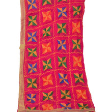 Load image into Gallery viewer, Sanskriti Vintage Dupatta Long Stole OOAK Pink Embroidered Bagh Phulkari Shawl
