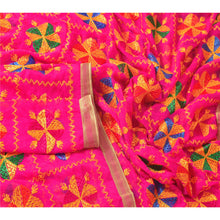 Load image into Gallery viewer, Sankriti Vintage Dupatta Long Stole Ooak Pink Embroidered Bagh Phulkari Shawl
