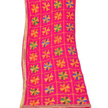 Load image into Gallery viewer, Sanskriti Vintage Dupatta Long Stole Ooak Pink Embroidered Bagh Phulkari Shawl
