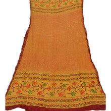 Load image into Gallery viewer, Sanskriti Vintage Dupatta Long Stole Blend Cotton Yellow Hand Embroidered Kantha
