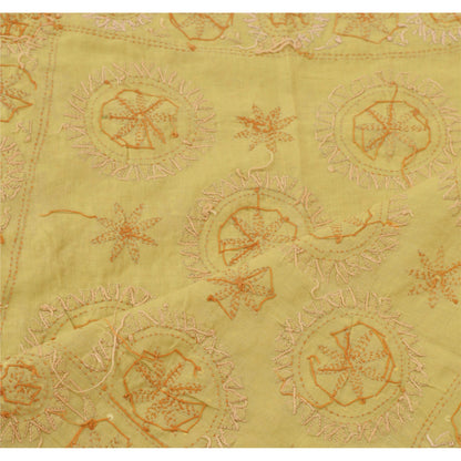 Sanskriti Vintage Dupatta Long Stole Pure Cotton Green Hand Embroidered Kantha