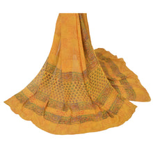 Load image into Gallery viewer, Sanskriti Vintage Dupatta Long Stole Pure Georgette Silk Yellow Printed Veil
