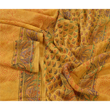 Load image into Gallery viewer, Sanskriti Vintage Dupatta Long Stole Pure Georgette Silk Yellow Printed Veil
