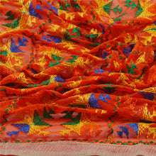 Load image into Gallery viewer, Dupatta Long Stole Ooak Orange Embroidered Bagh Phulkari Veil
