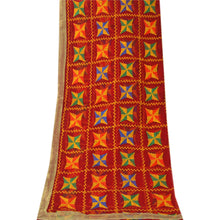 Load image into Gallery viewer, Sanskriti Vintage Dupatta Long Stole Ooak Red Hand Embroidered Bagh Phulkari
