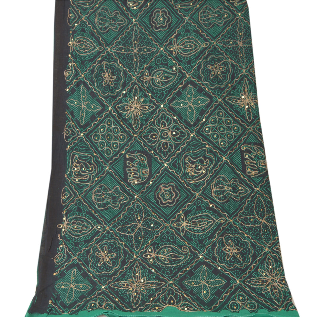 Sanskriti Vintage Dupatta Long Stole Black Pure Cotton Hand Beaded Scarves Shawl